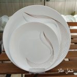 سرویس آرکوپال 26 پارچه طرح شمل طلا قالب گرد لب ساده برند آیرا اپال (کارخانه مقصود)