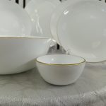 سرویس آرکوپال 35 پارچه سفید لب طلا قالب گرد