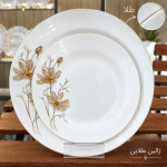 سرویس آرکوپال 26 پارچه طرح ژالین طلایی قالب گرد لب طلا برند آیرا اپال (کارخانه مقصود)