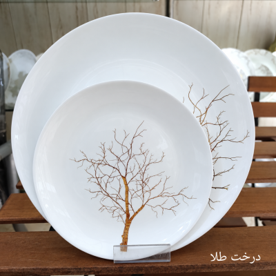 سرویس آرکوپال 26 پارچه طرح درخت طلا قالب گرد لب ساده برند آیرا اپال (کارخانه مقصود)